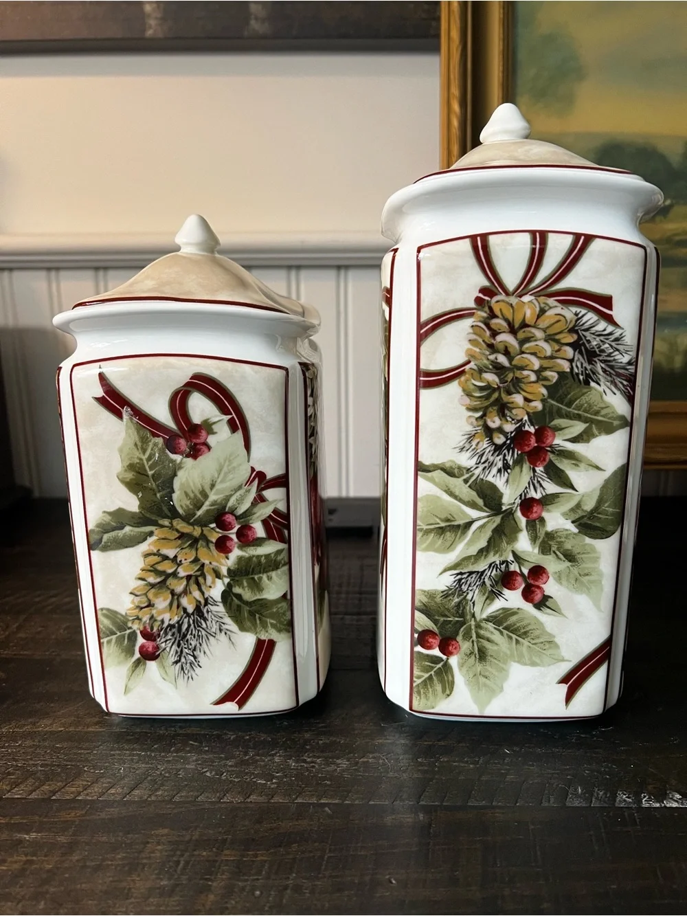 222 Fifth Yuletide Celebration Canister Set. 2 pc